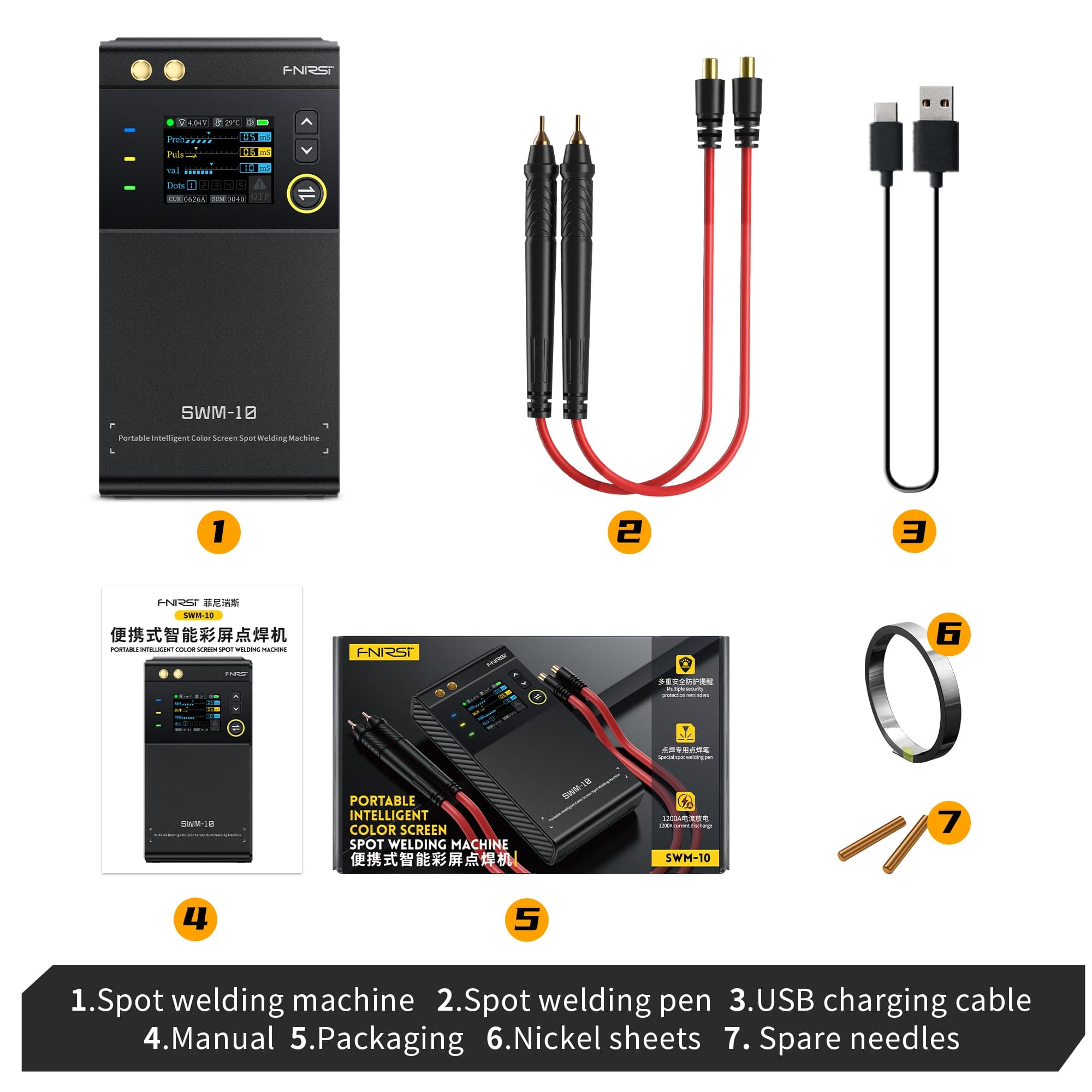 FNIRSI® SWM-10 Portable Intelligent Color Screen Spot Welding Machine