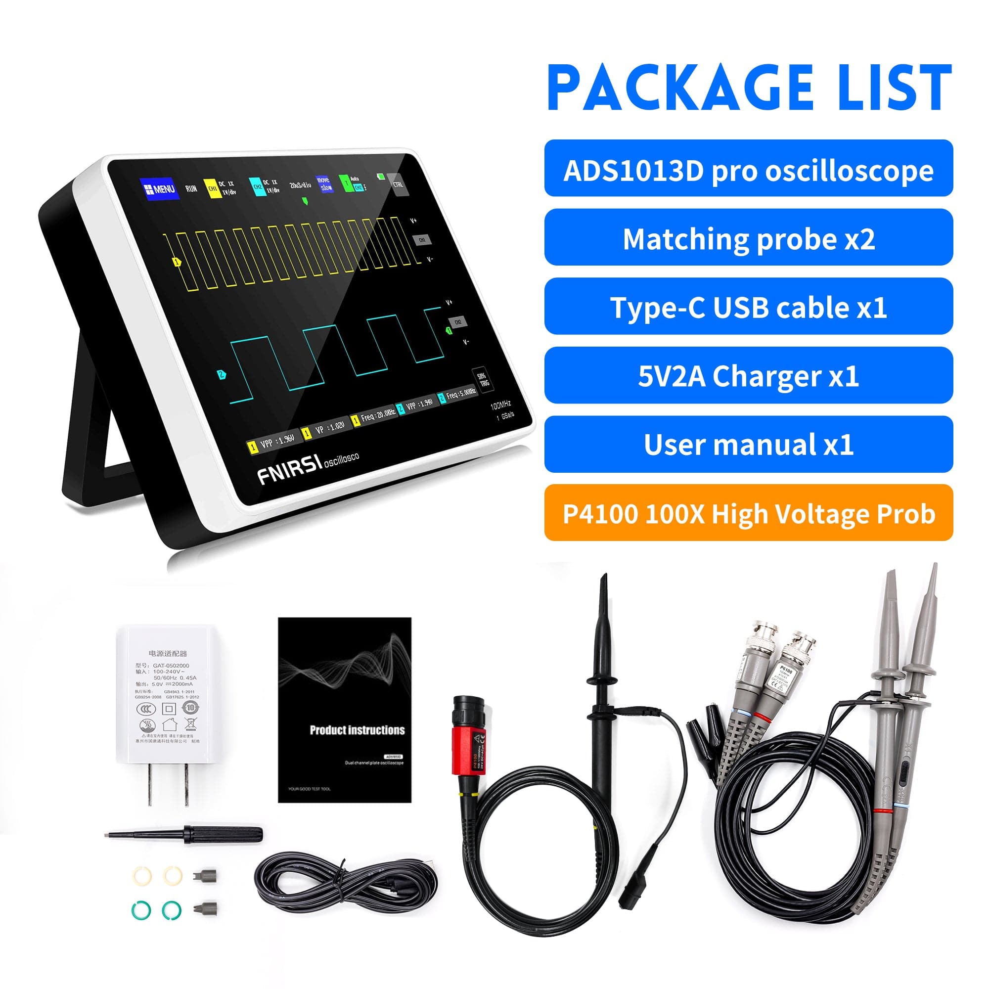 FNIRSI® 1013D Dual Channel Touchable Panel Oscilloscope