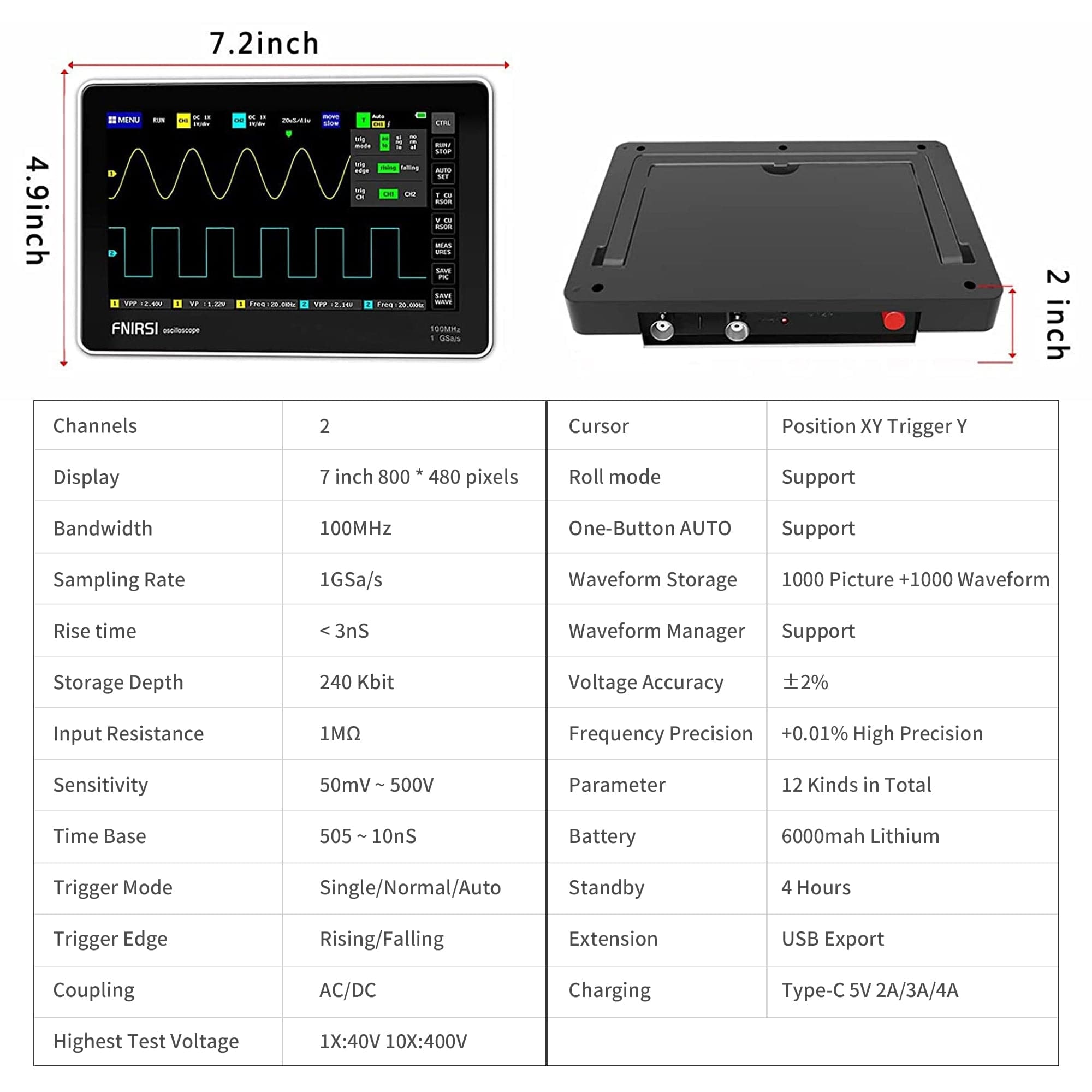 FNIRSI® 1013D Zweikanal-Touchable-Panel-Oszilloskop