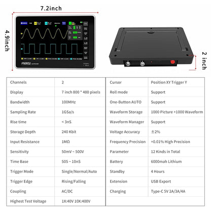 FNIRSI® 1013D Zweikanal-Touchable-Panel-Oszilloskop