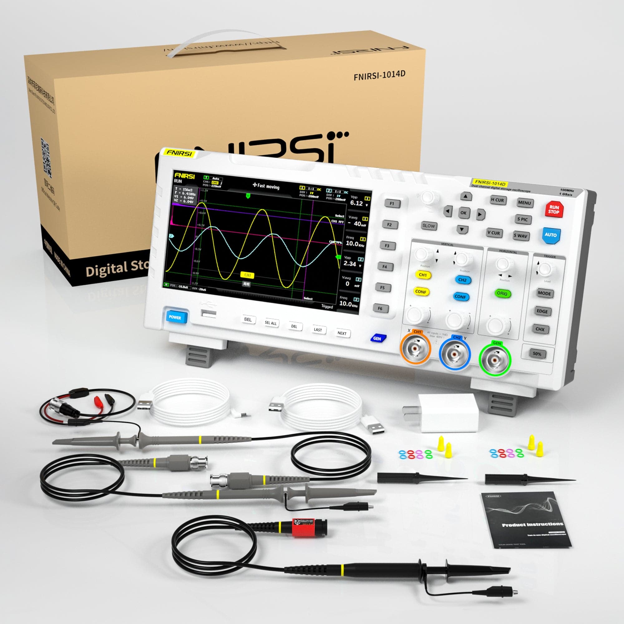 FNIRSI® 1014D Dual Channel Digital Storage Oscilloscope