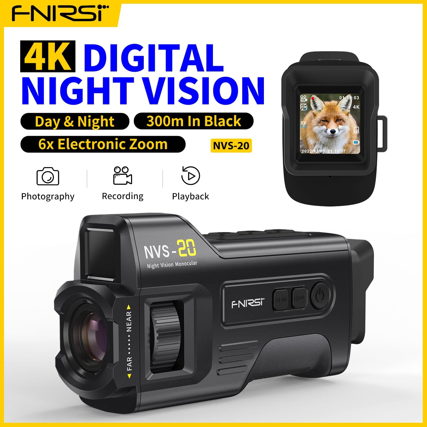 Dispositivo de visión nocturna digital FNIRSI® NVS-20 4K