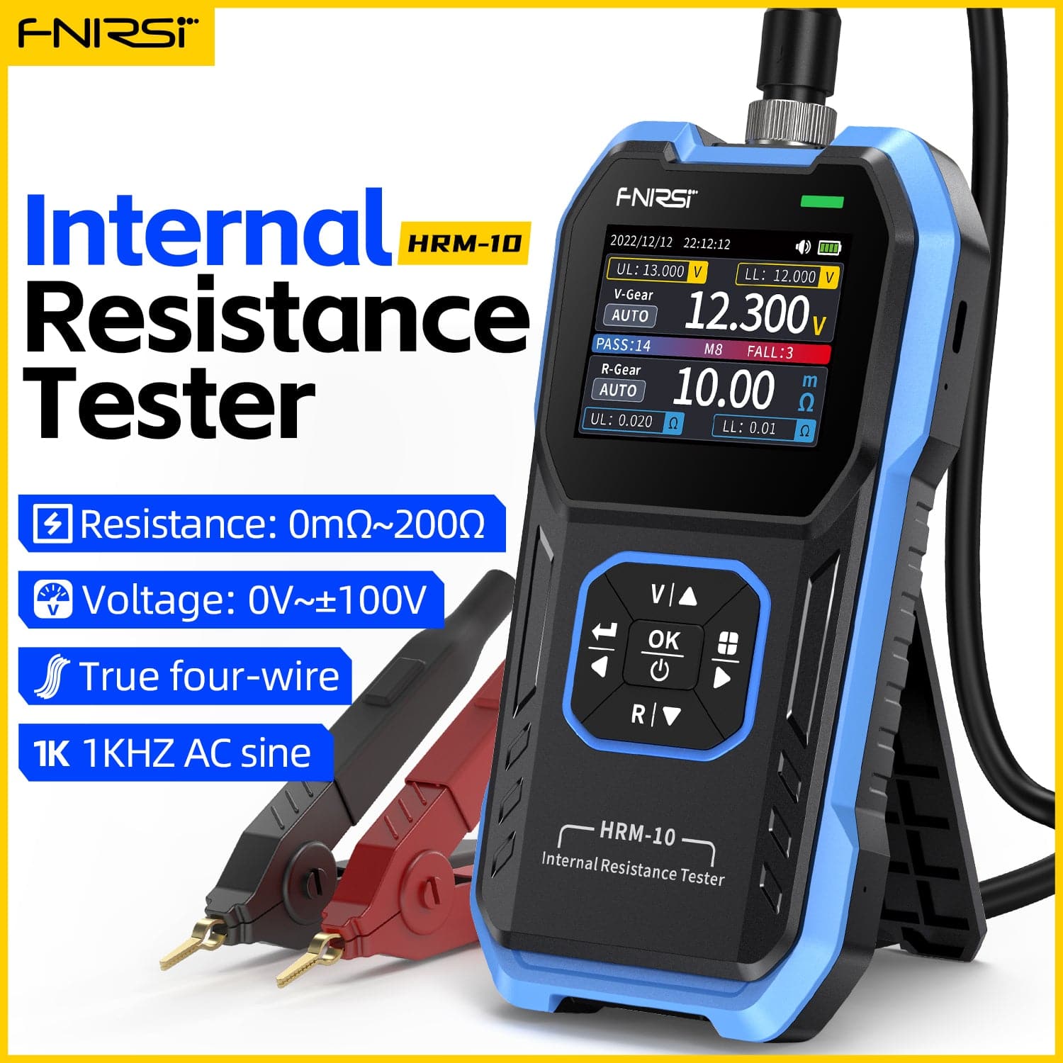 Tester di resistenza interna della tensione della batteria FNIRSI® HRM-10