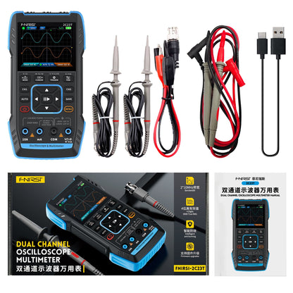 FNIRSI® 2C23T Handheld Dual Channel 3-in-1 Oscilloscope + Digital Multi Meter + DDS Function Generator