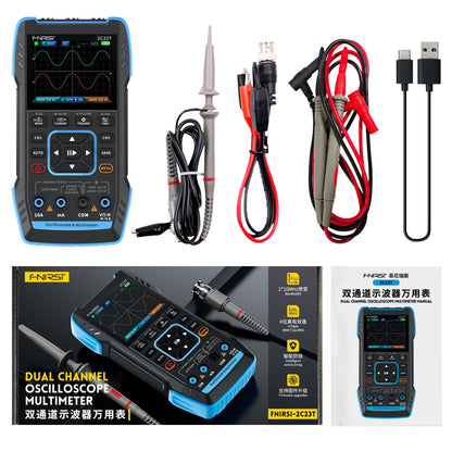 FNIRSI® 2C23T Handheld Dual Channel 3-in-1 Oscilloscope + Digital Multi Meter + DDS Function Generator