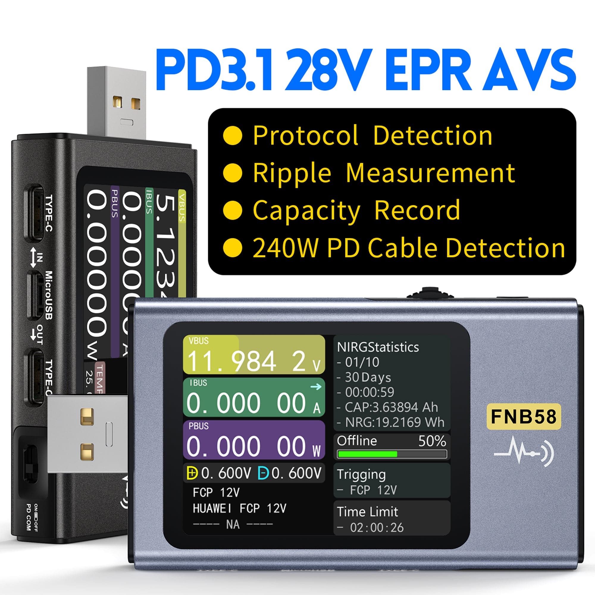 FNIRSI® FNB58 USB Fast Charge Tester