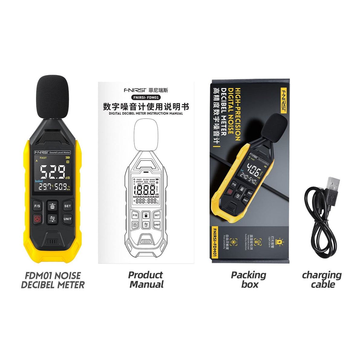 FNIRSI® FDM01 High-precision Digital Noise Decibel Meter