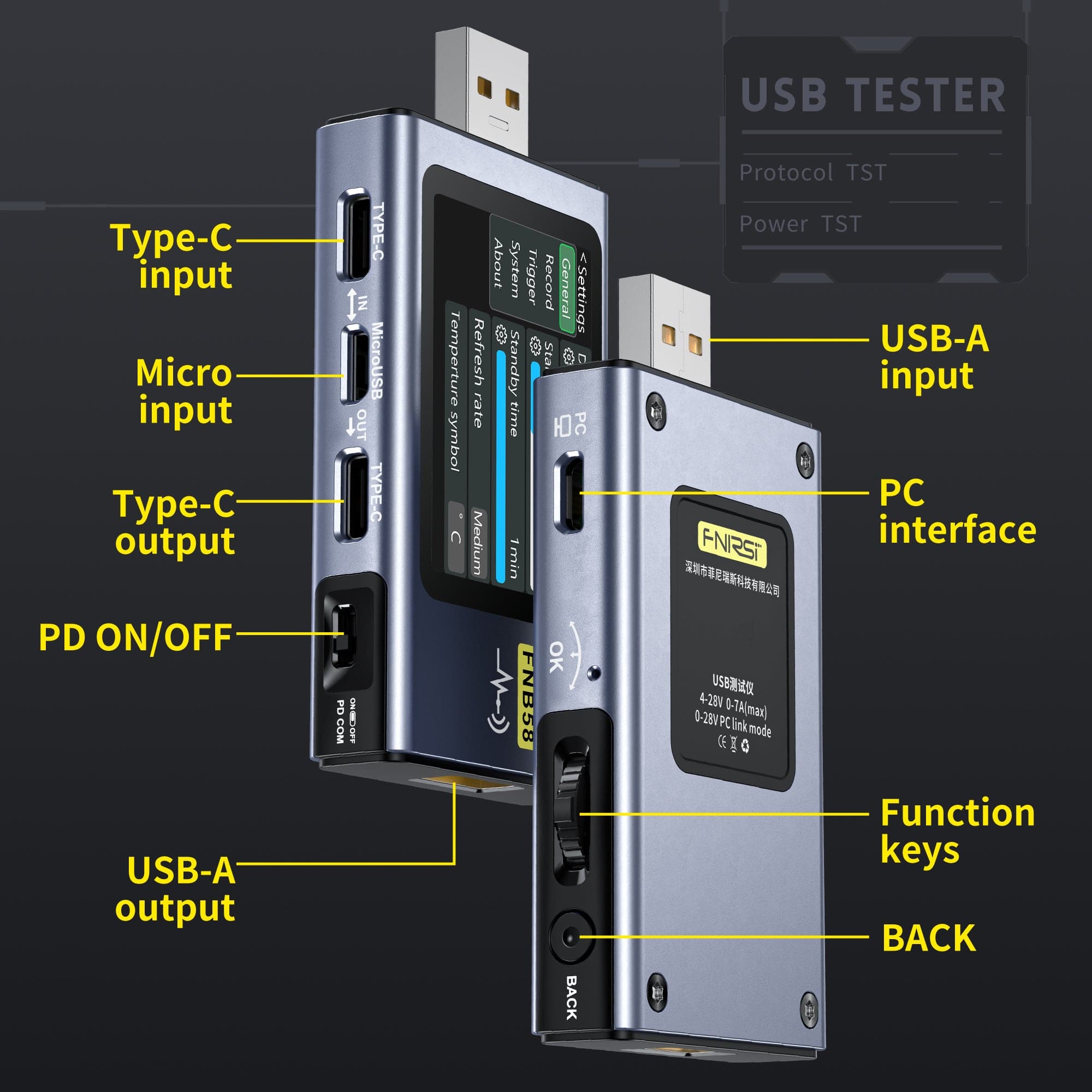 Comprobador de carga rápida USB FNIRSI® FNB58