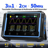 FNIRSI® 2C53P 3-in-1 Dual Channel Tablet Oscilloscope + Multimeter + Function Generator