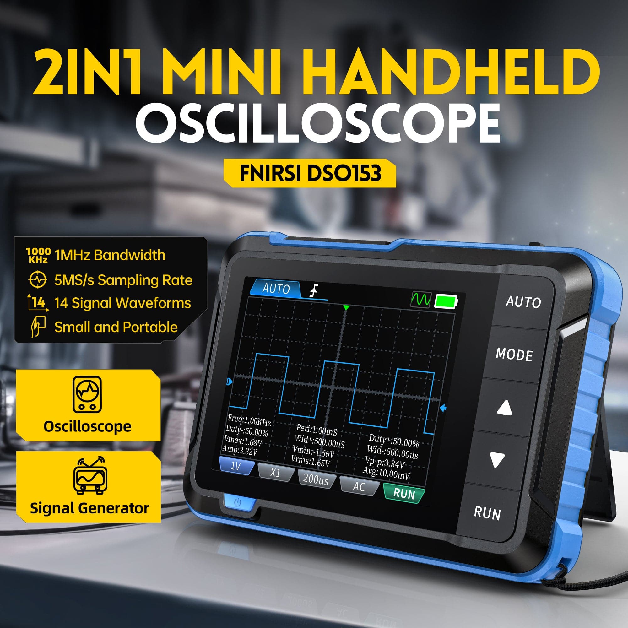 FNIRSI® DSO-153  2-IN-1 Mini Digital Oscilloscope Waveform Generator