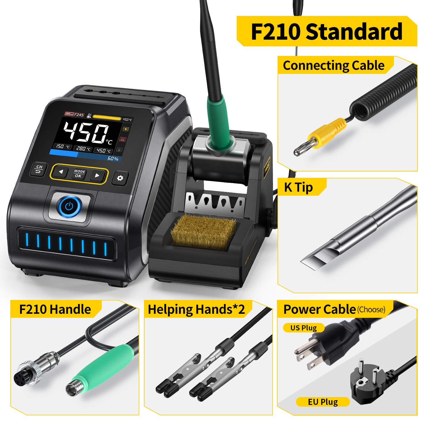 Station de fer à souder chauffant à puissance remboursée FNIRSI® DWS-200 200 W