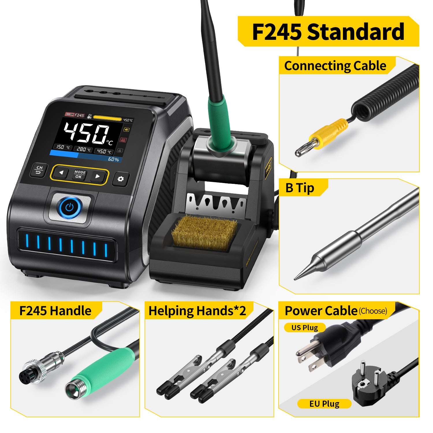 Station de fer à souder chauffant à puissance remboursée FNIRSI® DWS-200 200 W