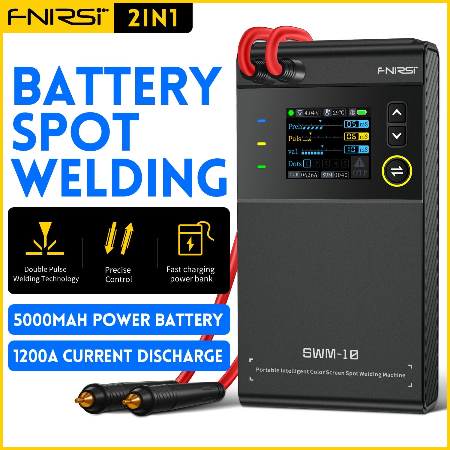 FNIRSI® SWM-10 Portable Intelligent Color Screen Spot Welding Machine