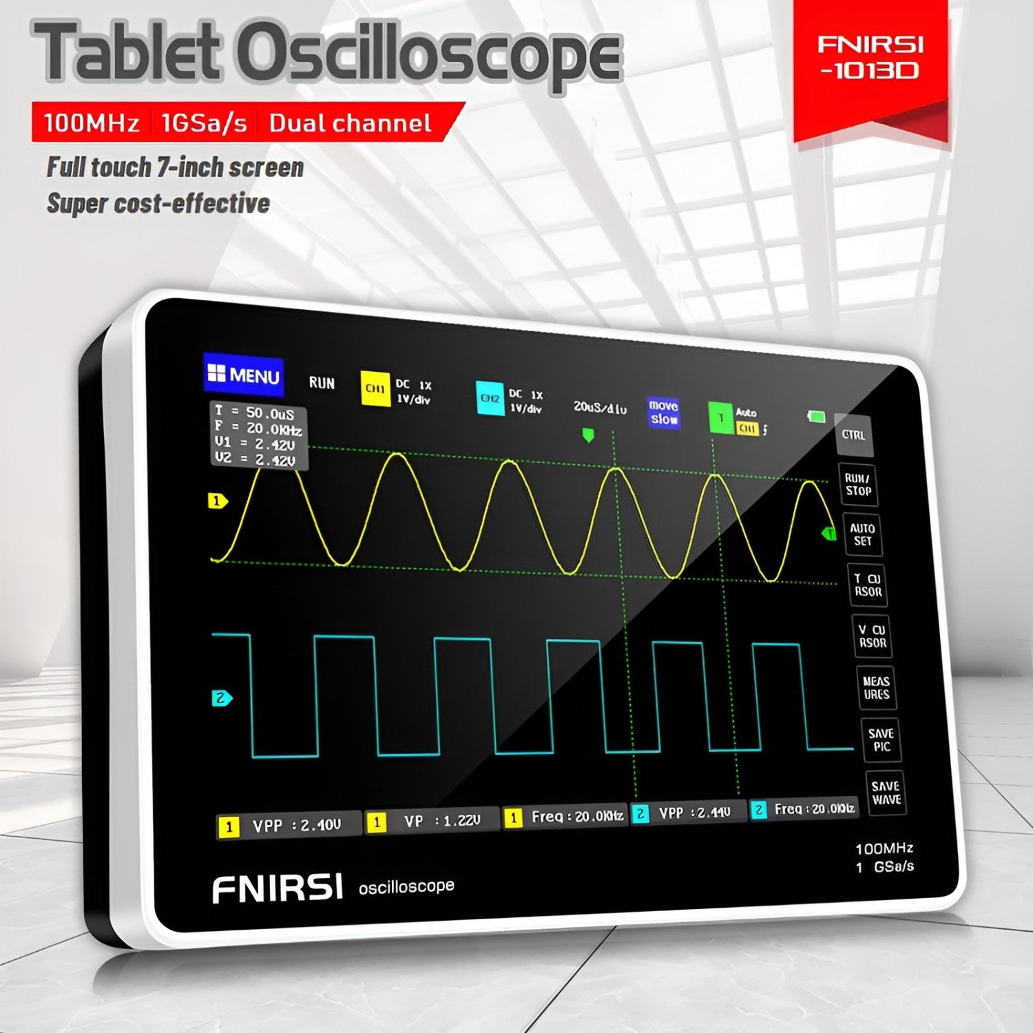 FNIRSI® 1013D Dual Channel Touchable Panel Oscilloscope