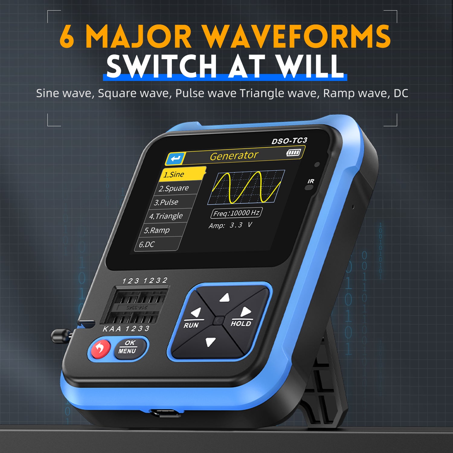 FNIRSI® DSO-TC3 3-IN-1 Handheld Digital Oscilloscopes Signal Generator Transistor Tester