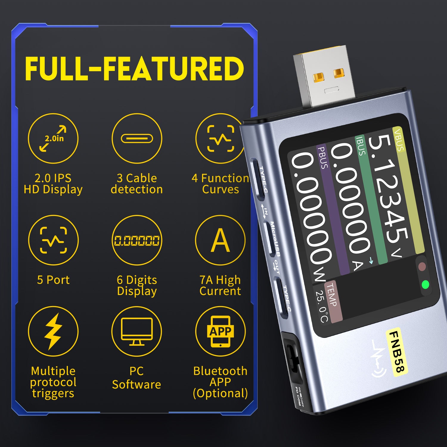 FNIRSI® FNB58 USB Fast Charge Tester