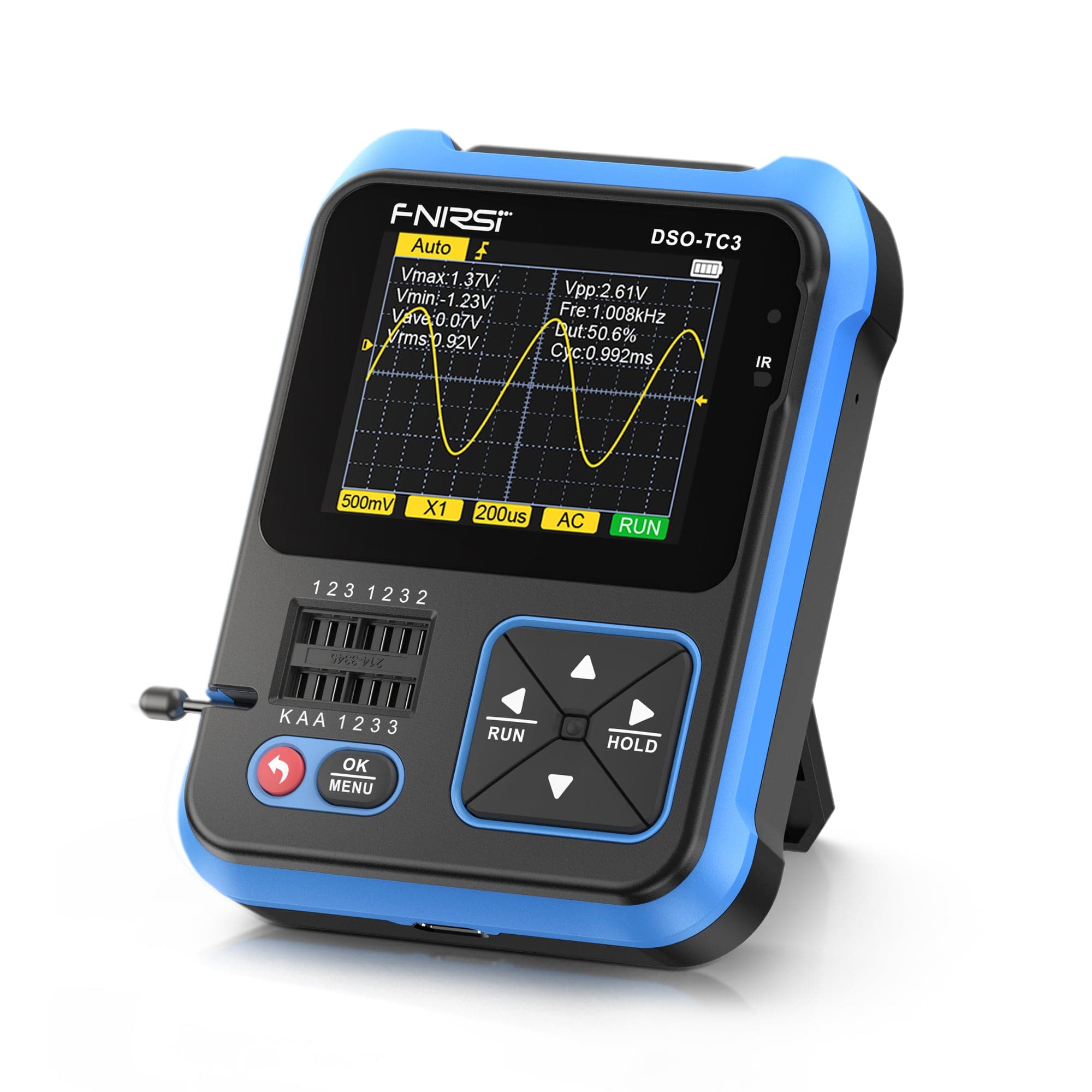 FNIRSI® DSO-TC3 Osciloscopios digitales portátiles 3 en 1 + Generador de señal + Probador de transistores