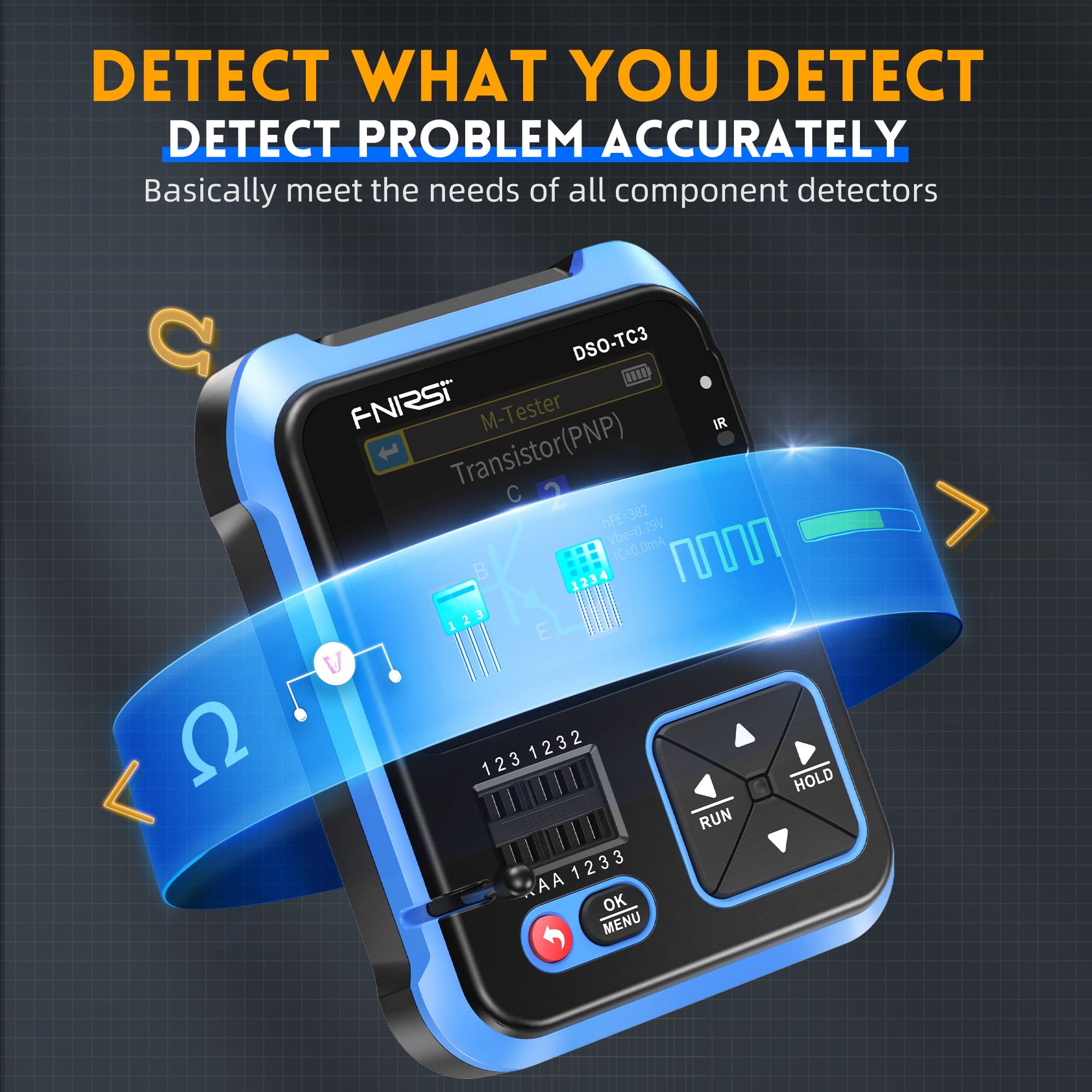 FNIRSI® DSO-TC3 3-IN-1 Handheld Digital Oscilloscopes Signal Generator Transistor Tester